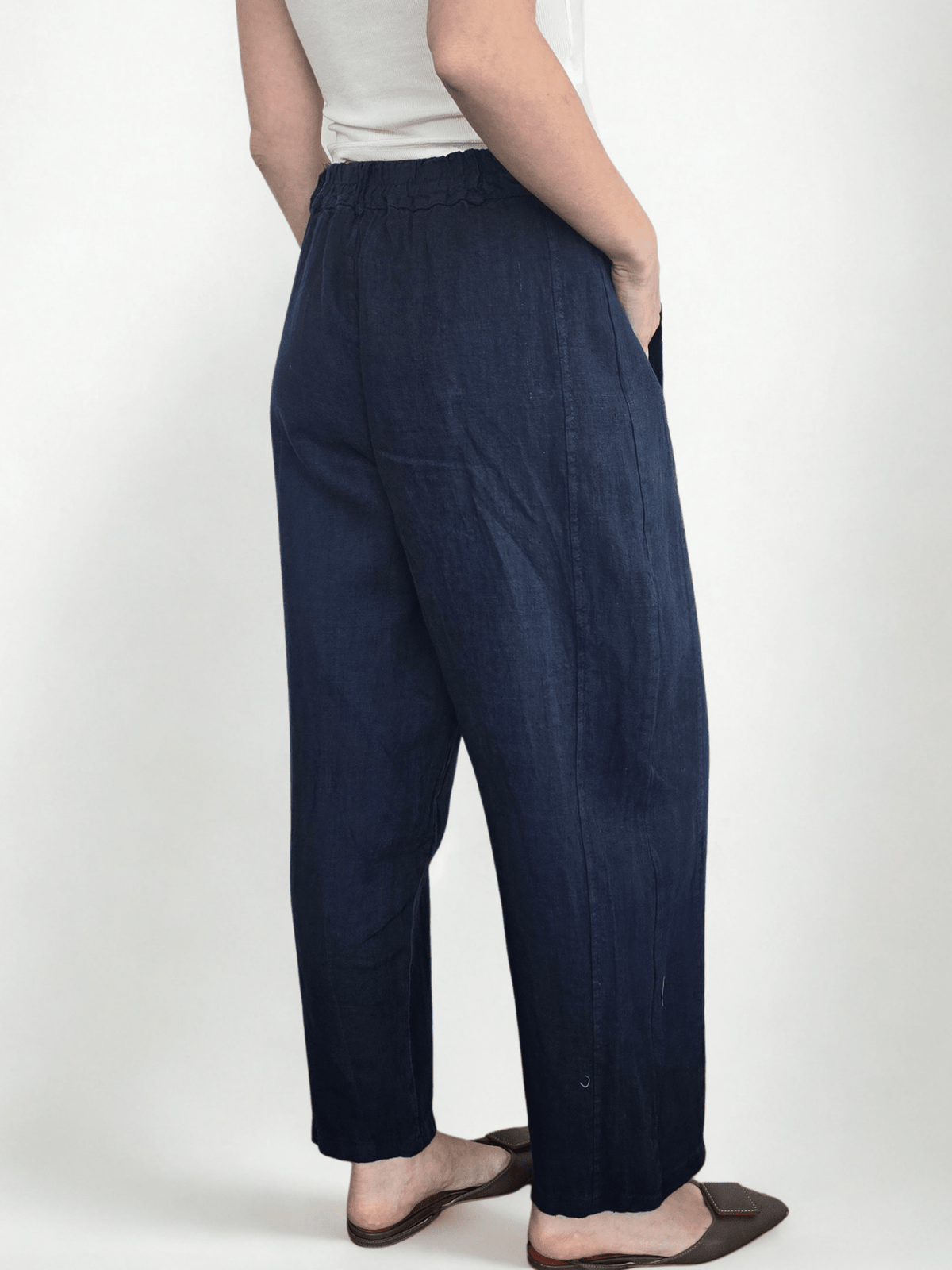 Pantalón Italiano 100% Lino, color Azul Marino