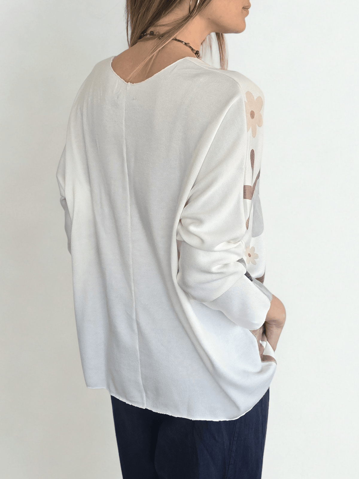 Sweater Italiano Estampado Flores, tonos Celestes