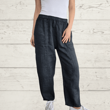 Cargar imagen en el visor de la galería, Pantalón de lino Italiano dos bolsillos, color Gris
