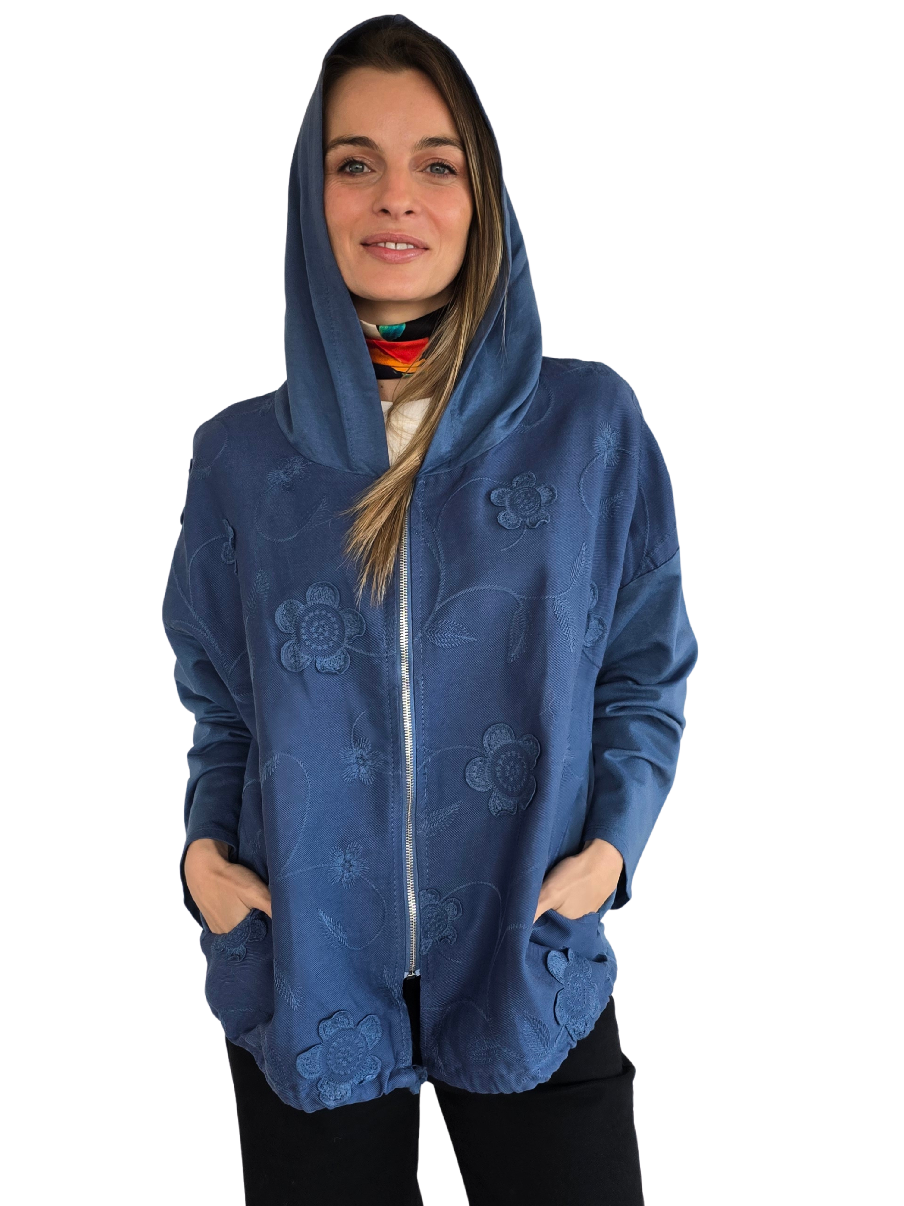 Chaqueta Italiana Bordada, color Azul