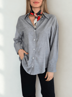 Blusa Escote en V, color Gris