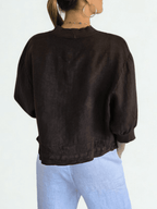 Chaqueta Bomber Italiana 100% Lino, color Chocolate
