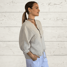 Cargar imagen en el visor de la galería, Chaqueta Bomber 100% Lino Italiano, color Beige

