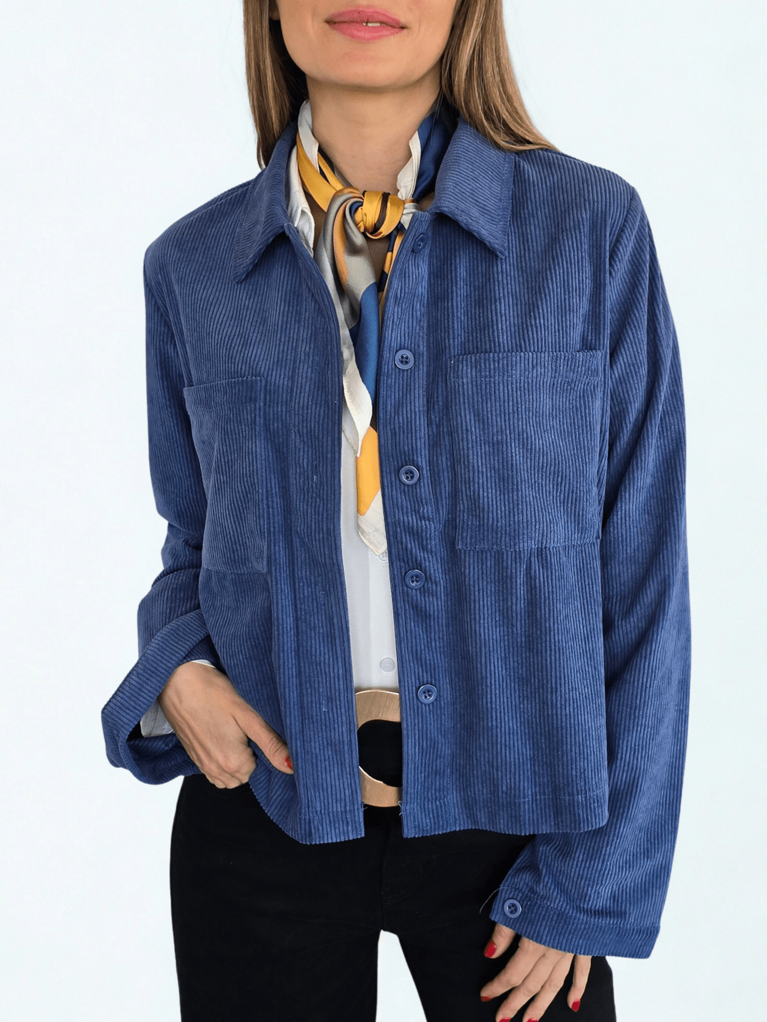 Blusa de Cotelé, color Azul