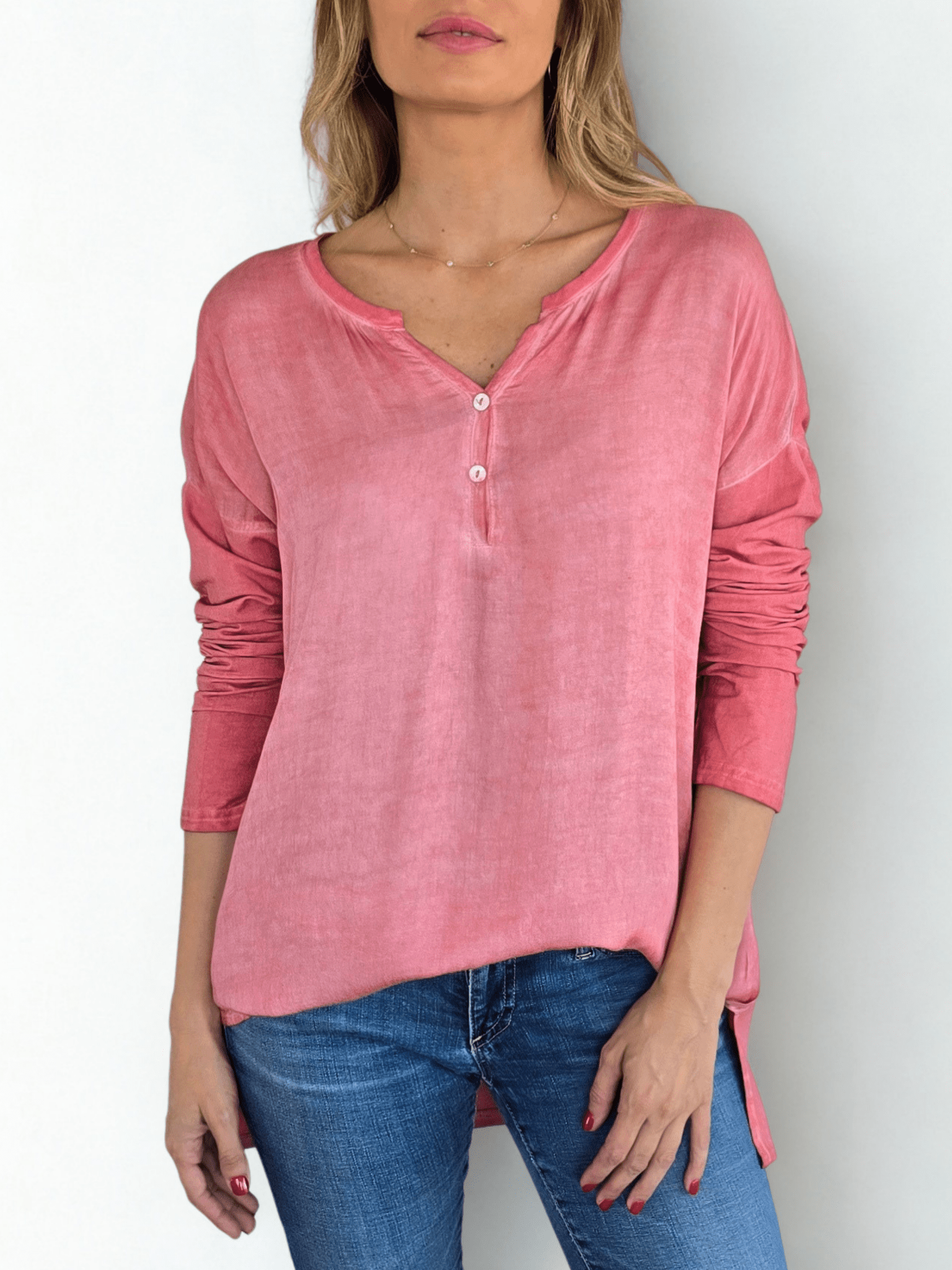 Blusa Tres Botoncitos, color Rosado