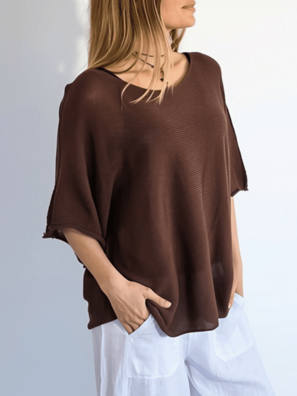 Sweater Italiano 3/4, color Chocolate