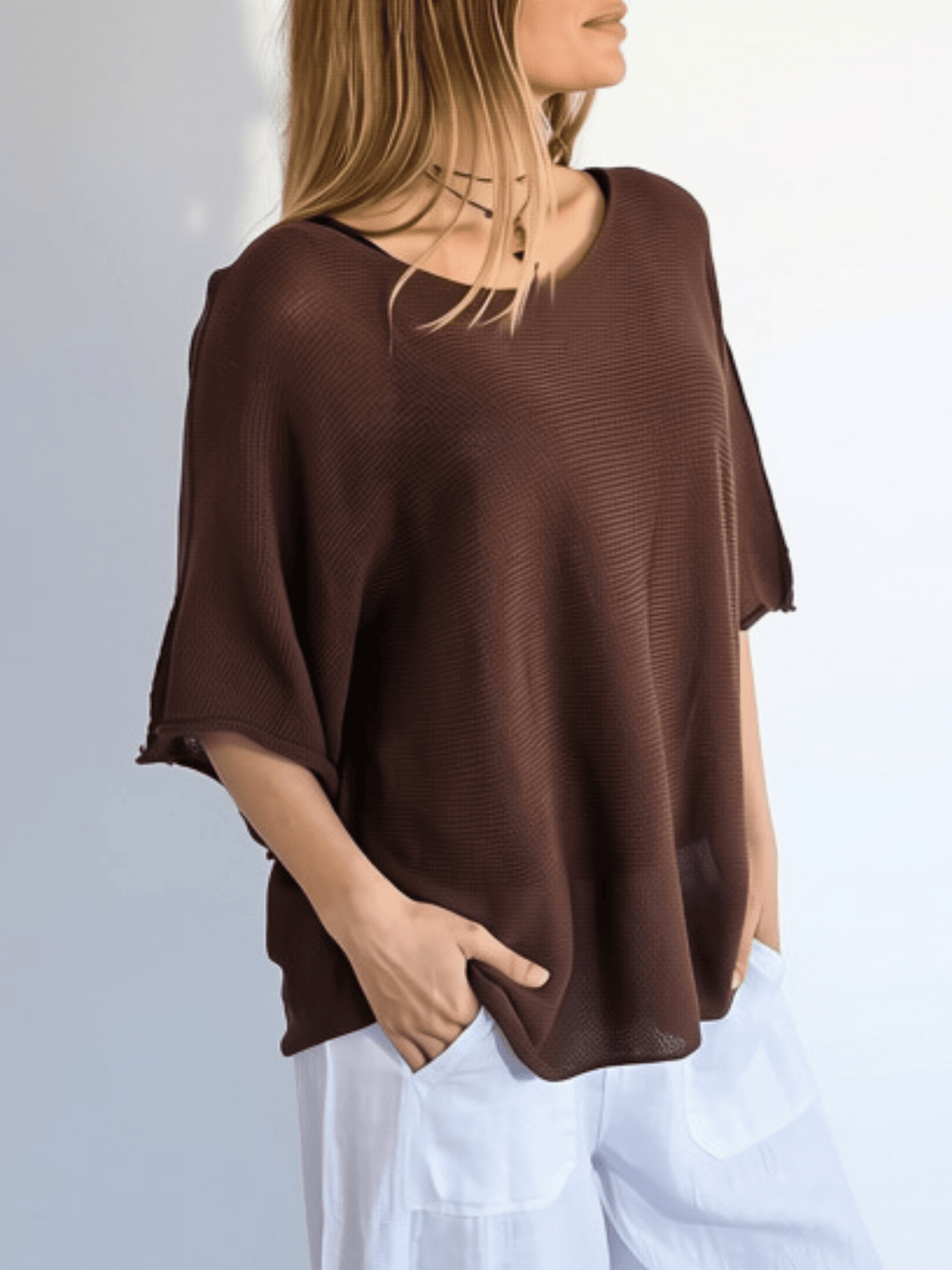 Sweater Italiano 3/4, color Chocolate