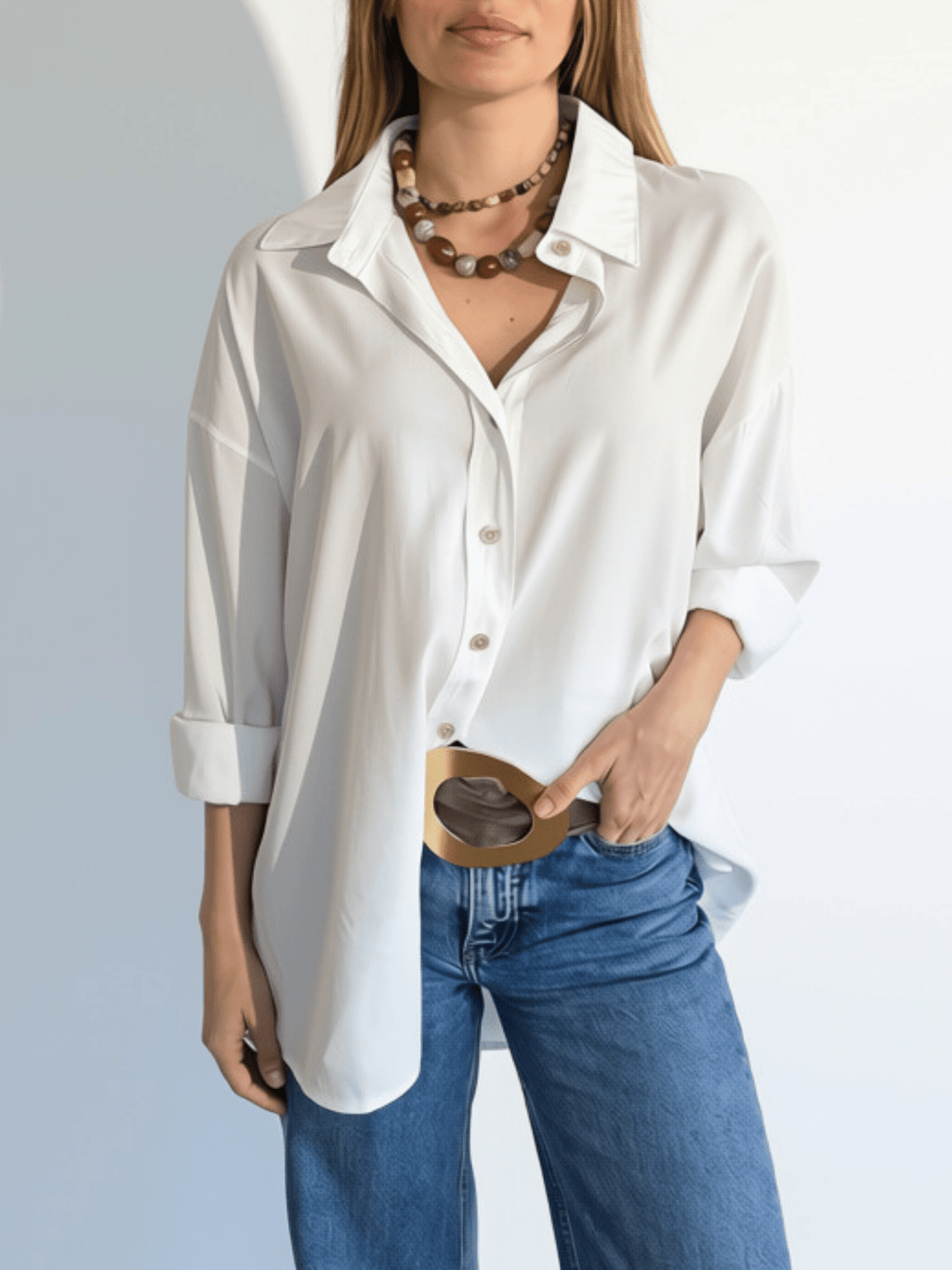 Blusa Tencel, color Blanco