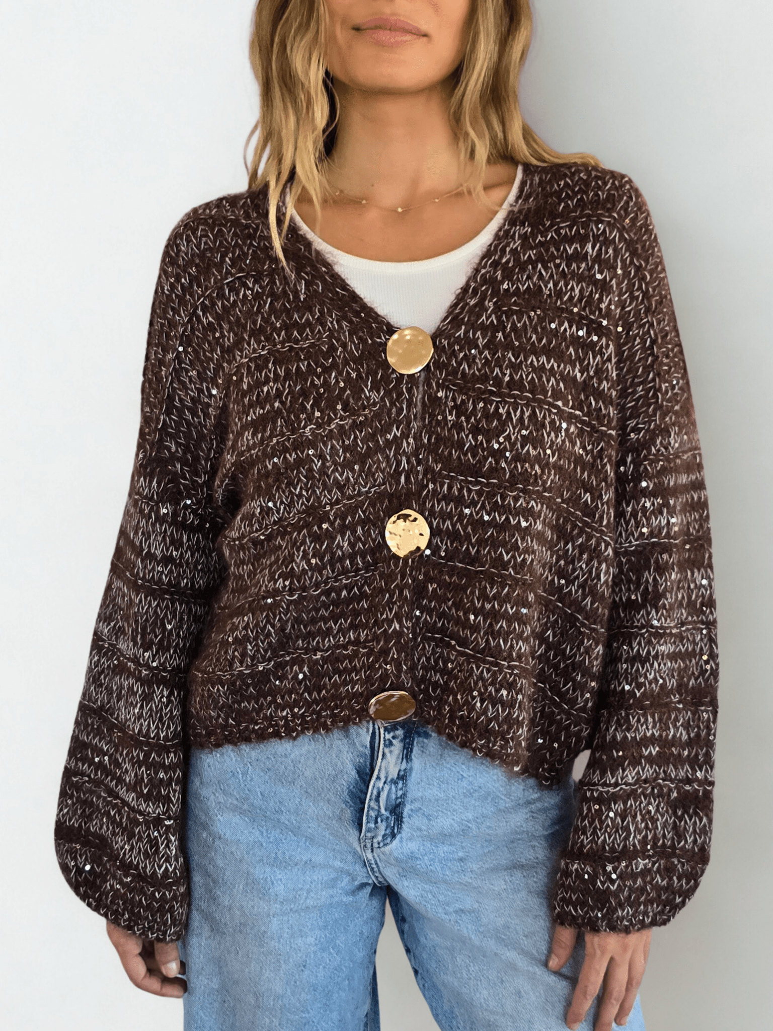 Chaleco Jaspeado, color Café