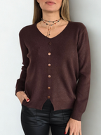 Sweater escote en V, color Chocolate