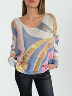 Sweater Italiano Estampado, tono Rosados