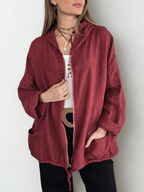Chaqueta Italiana 100% Lino, color Guinda