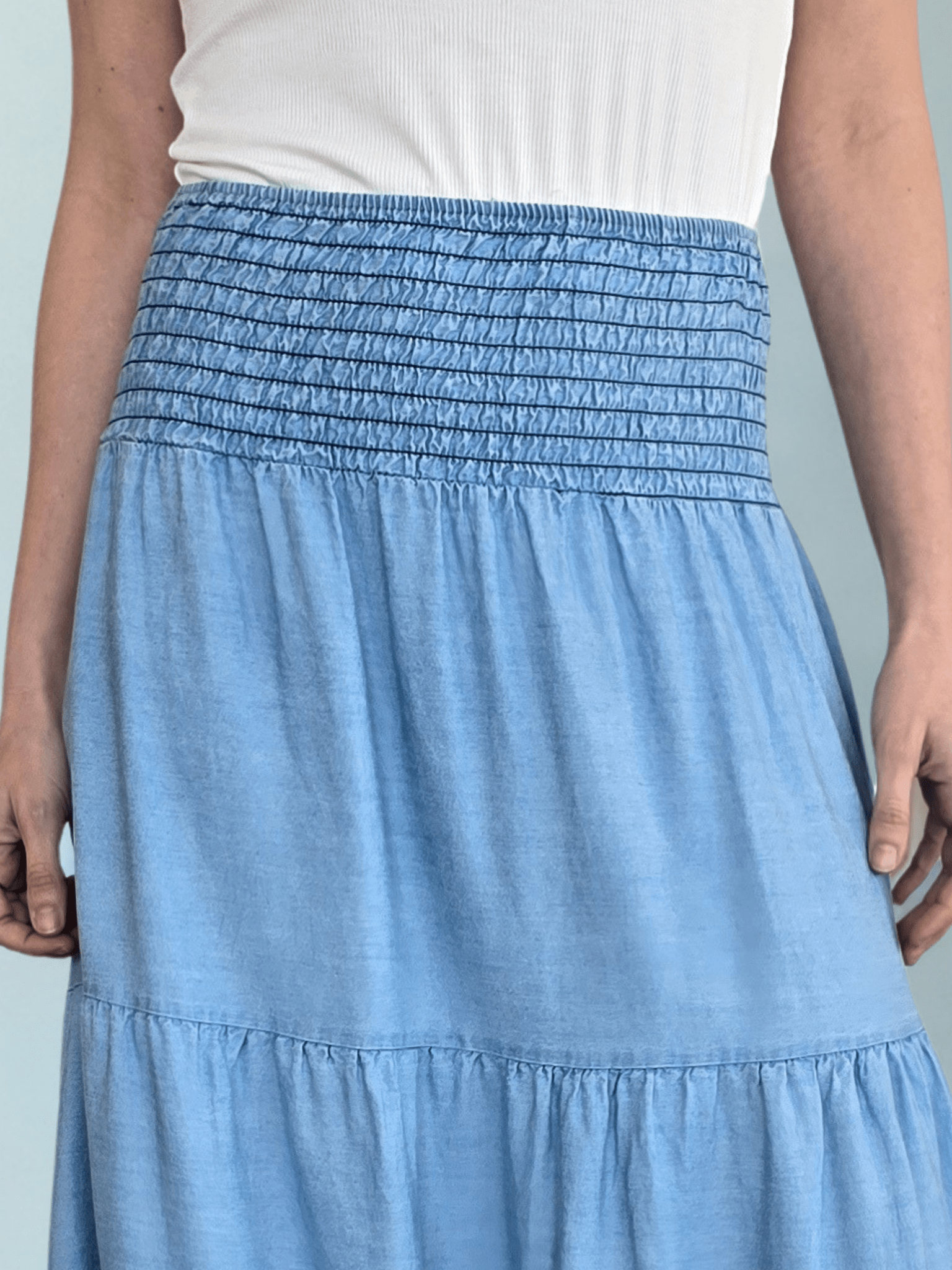 Pollera Italiana Jeans, color Celeste