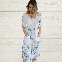 Cargar imagen en el visor de la galería, Vestido Estampado escote en V, fondo Blanco
