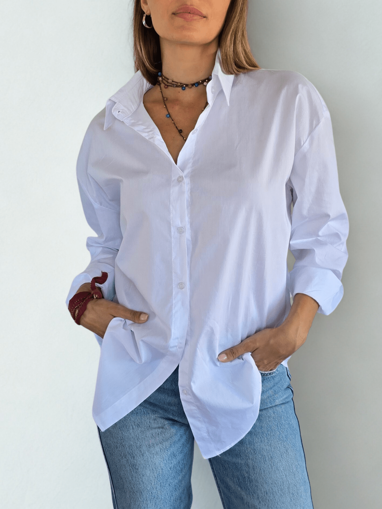 Blusa básica, color Blanco