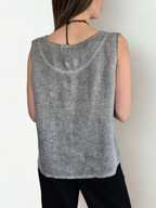 Blusa Italiana 100% Lino, sin mangas, color Gris