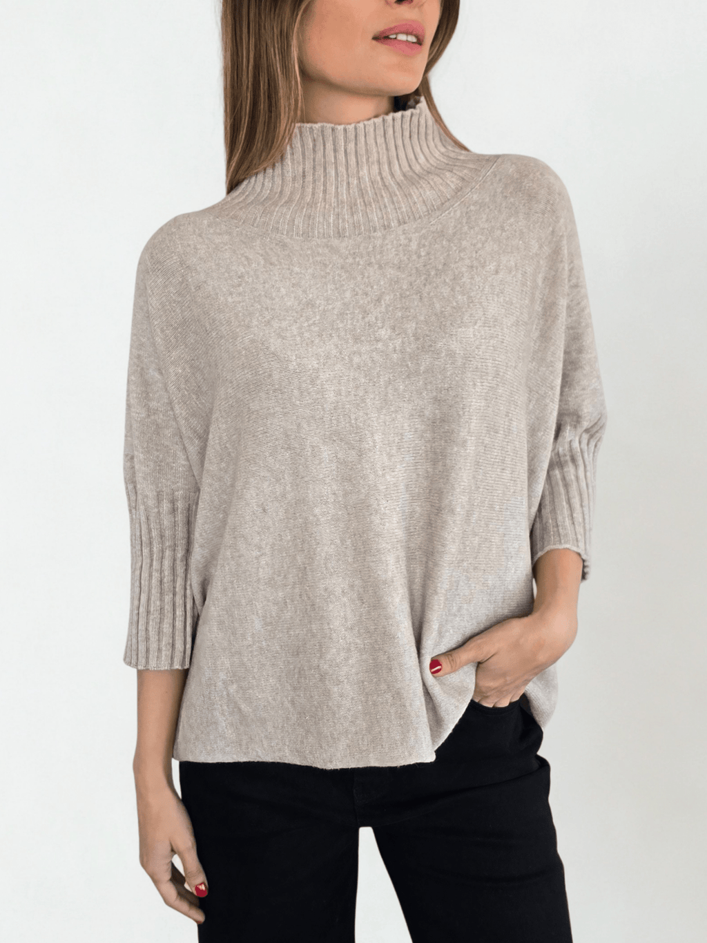 Sweater Italiano manga 3/4, color Beige