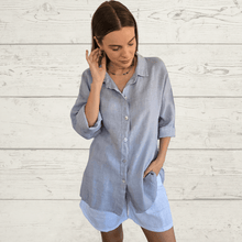 Cargar imagen en el visor de la galería, Blusa Italiana Venecia 100% Lino, color Gris
