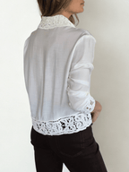 Blusa con Macramé, color Blanco