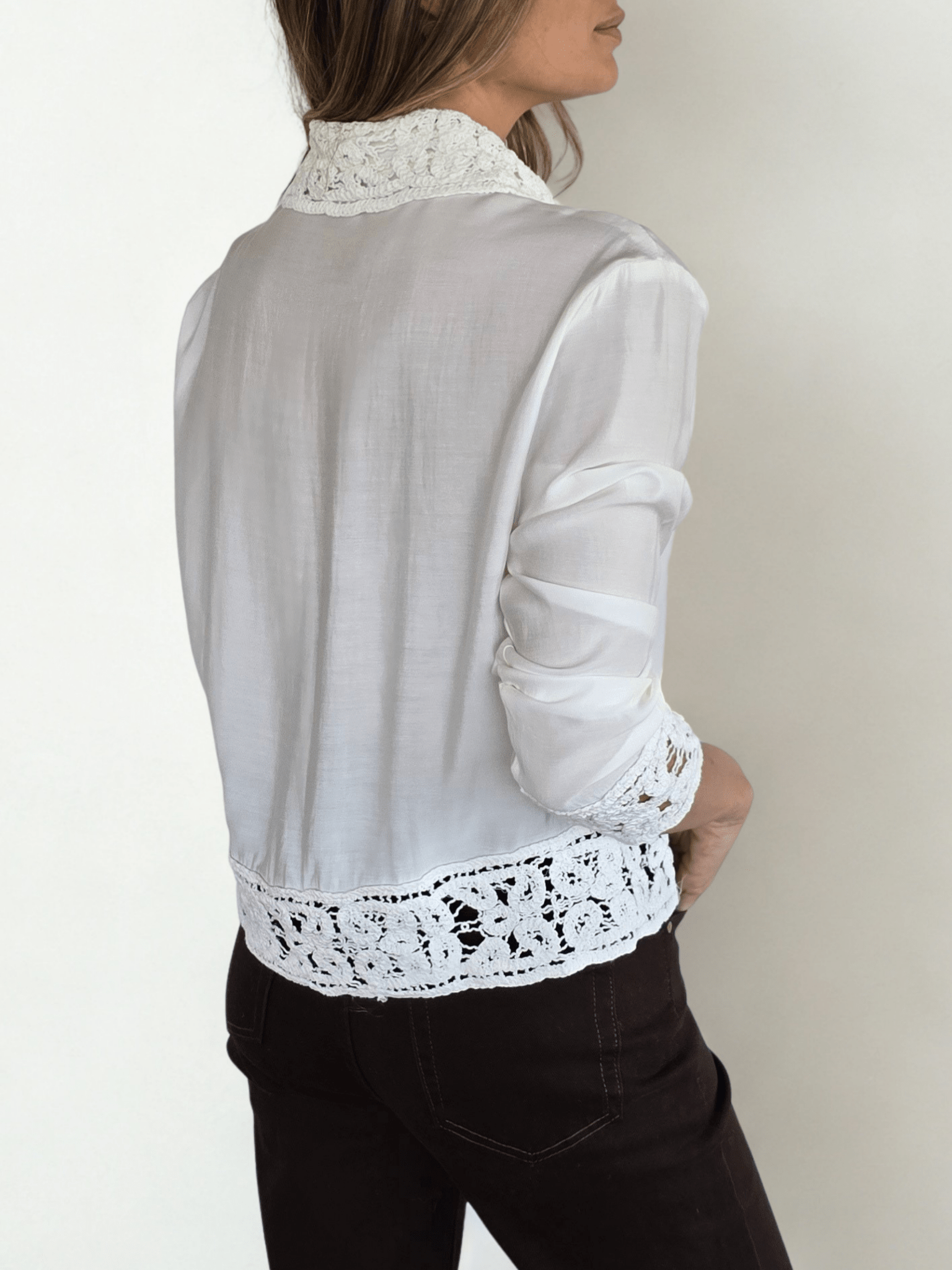 Blusa con Macramé, color Blanco