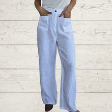 Cargar imagen en el visor de la galería, Pantalón 100% Lino Italiano dos bolsillos, color Blanco
