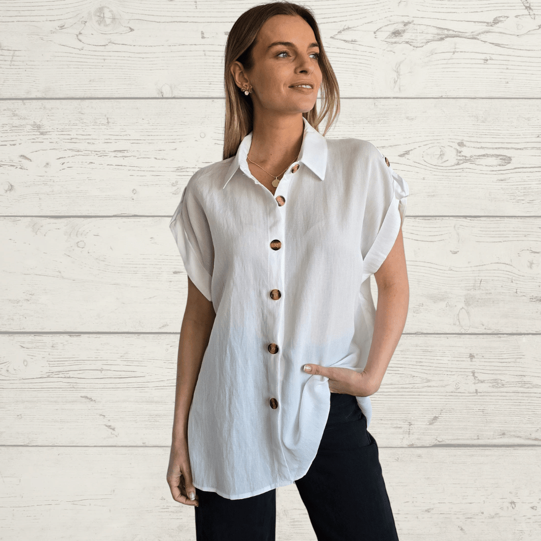 Blusa botón hombro, color Blanco