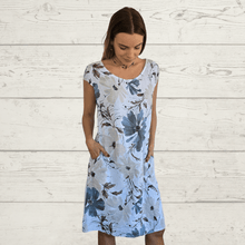 Cargar imagen en el visor de la galería, Vestido 100% Lino Italiano Turín, fondo Blanco
