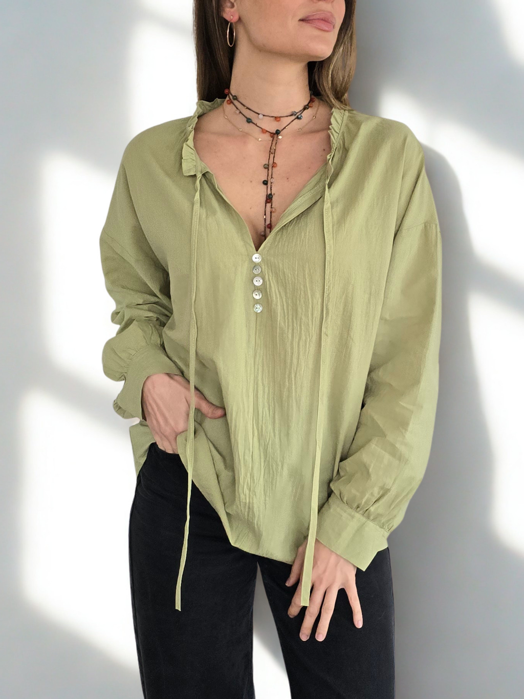 Blusa con Tiritas, color Pistacho