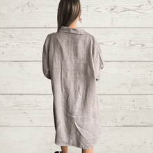 Cargar imagen en el visor de la galería, Vestido de lino Italiano, color Taupe
