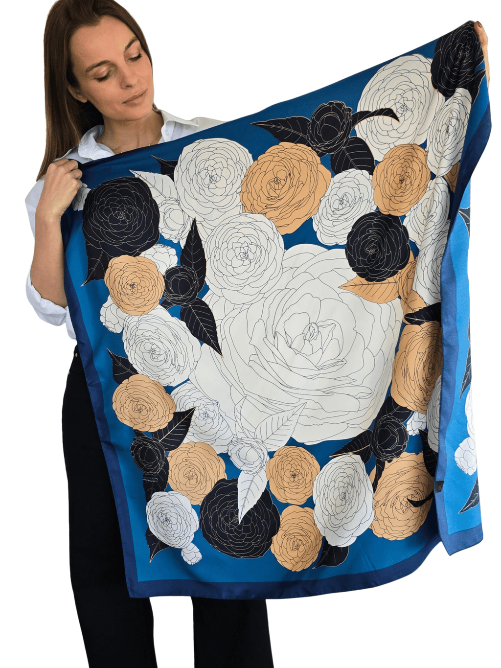 Pañuelo Estampado, orilla Azul