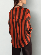 Blusa Italiana Rayada, color Chocolate con Terracota