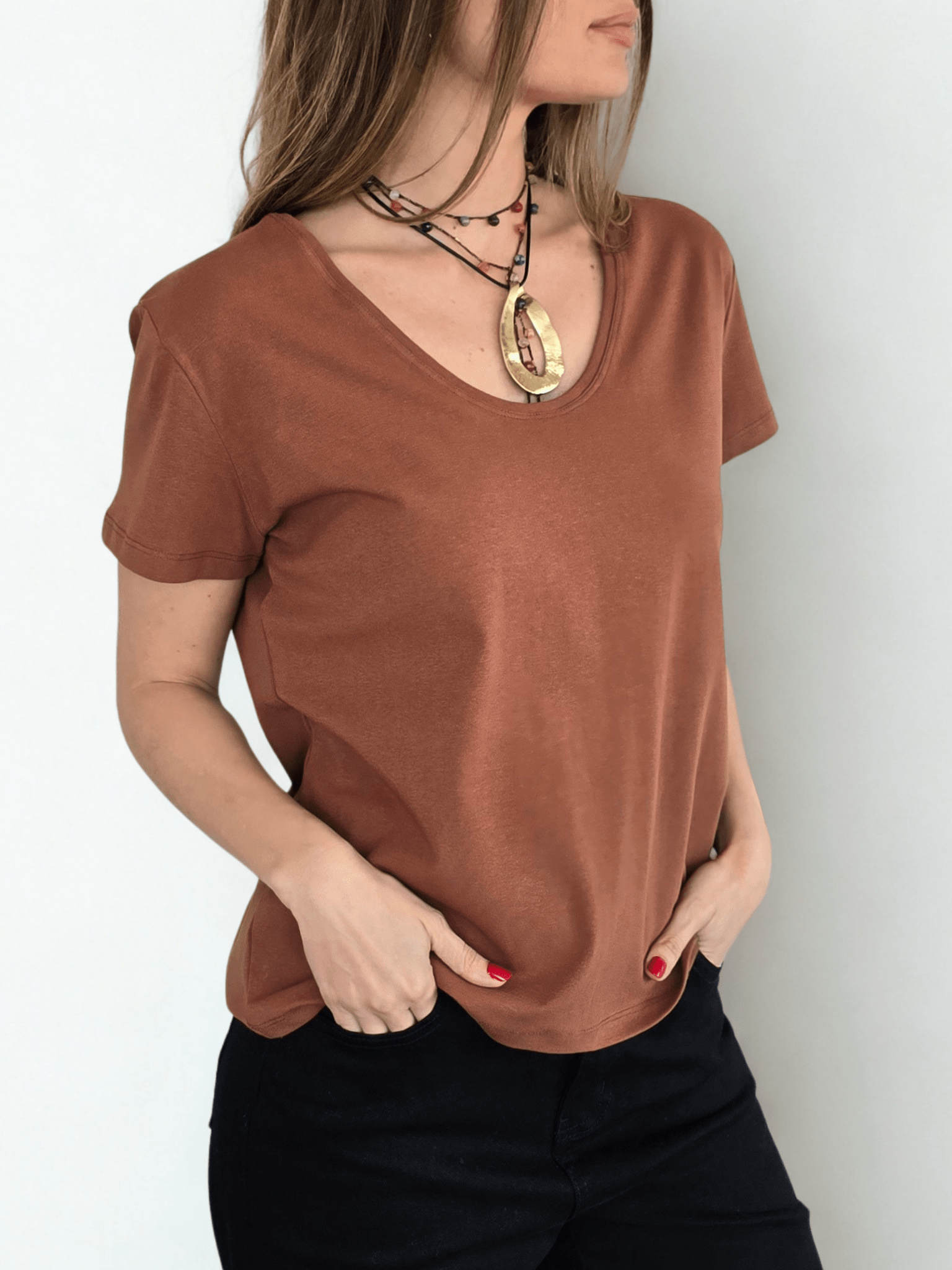 Polera Básica, color Terracota