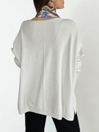 Sweater Ancho con Ribete, color Blanco Invierno