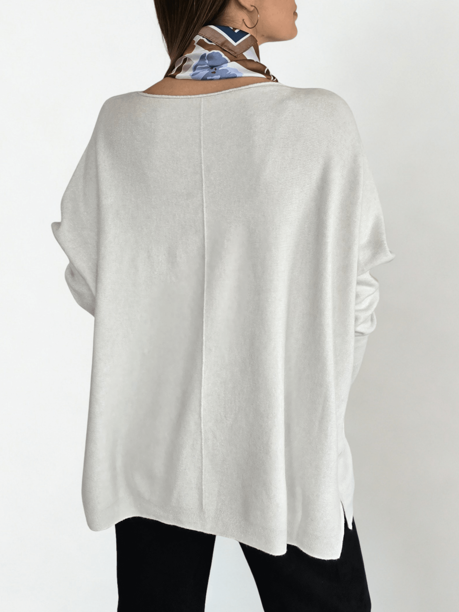 Sweater Ancho con Ribete, color Blanco Invierno