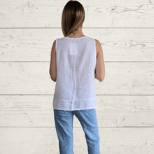 Cargar imagen en el visor de la galería, Blusa de Lino Italiano botoncitos, color Blanco
