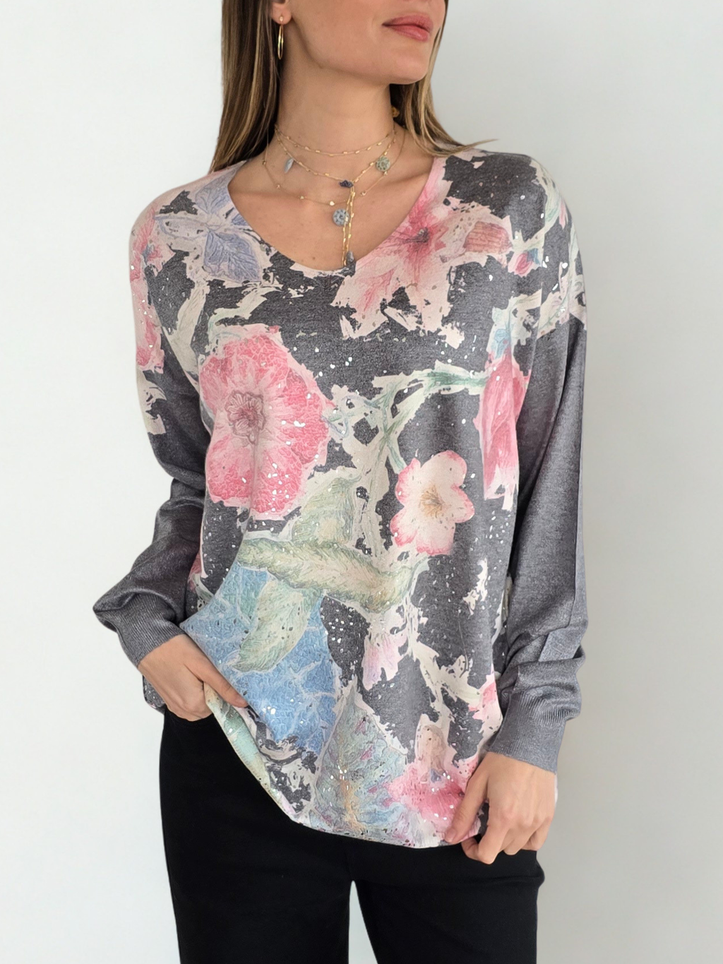 Sweater Estampado, fondo Marengo