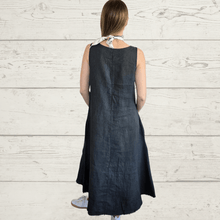 Cargar imagen en el visor de la galería, Vestidos de Lino Italiano basta desflecada, color Gris
