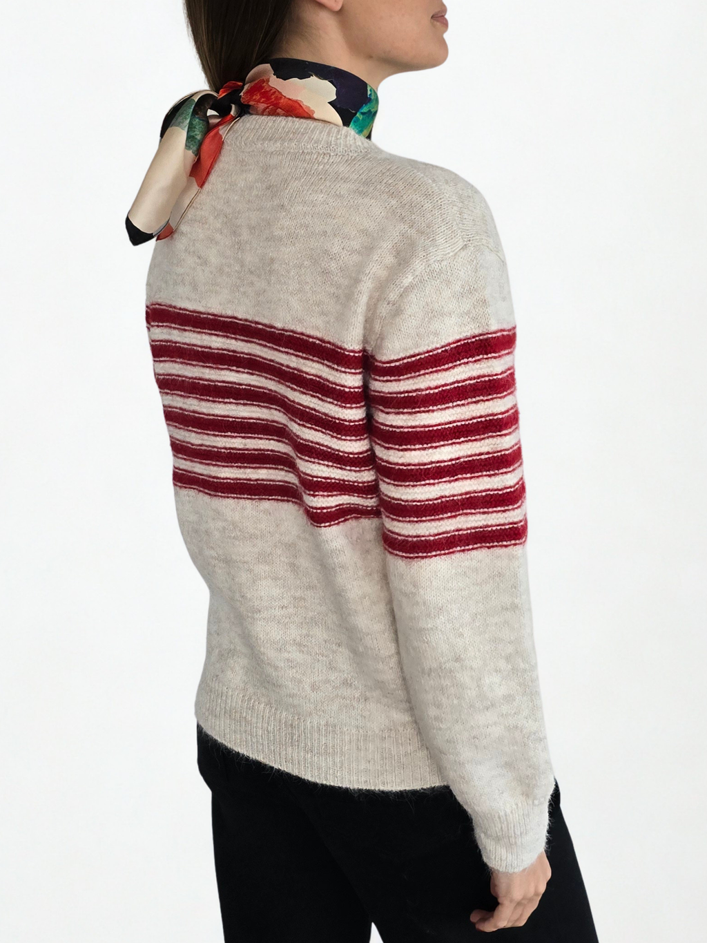 Chaleco con Rayas, color Beige con Rojo