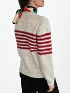 Chaleco con Rayas, color Beige con Rojo