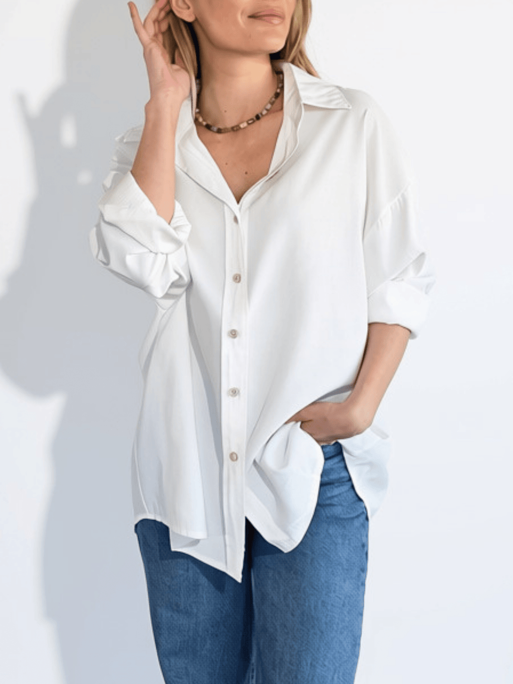 Blusa Tencel, color Blanco