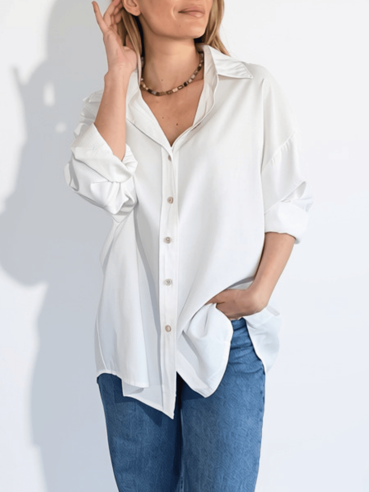 Blusa Tencel, color Blanco