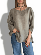 Blusa 100% Lino Italiano Ancha, color Taupe