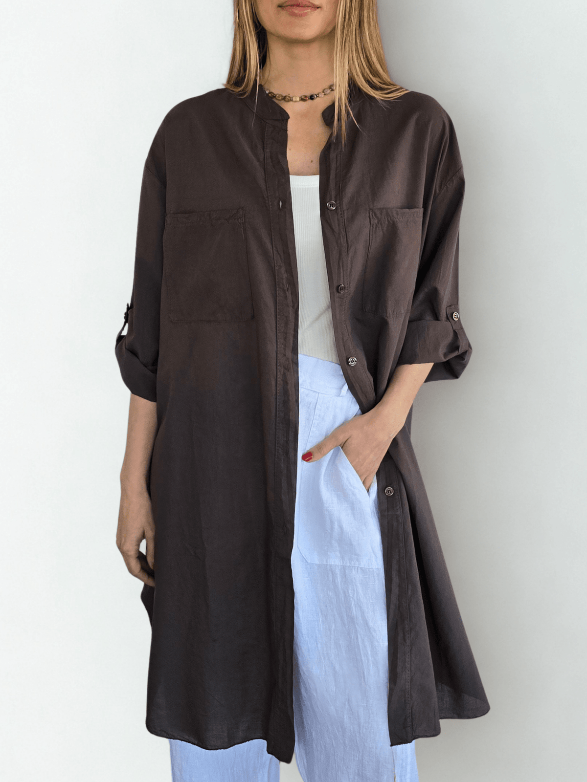 Blusa Italiana Larga, color Chocolate