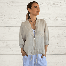 Cargar imagen en el visor de la galería, Chaqueta Bomber 100% Lino Italiano, color Beige
