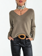 Sweater Italiano Escote en V, color Tostado