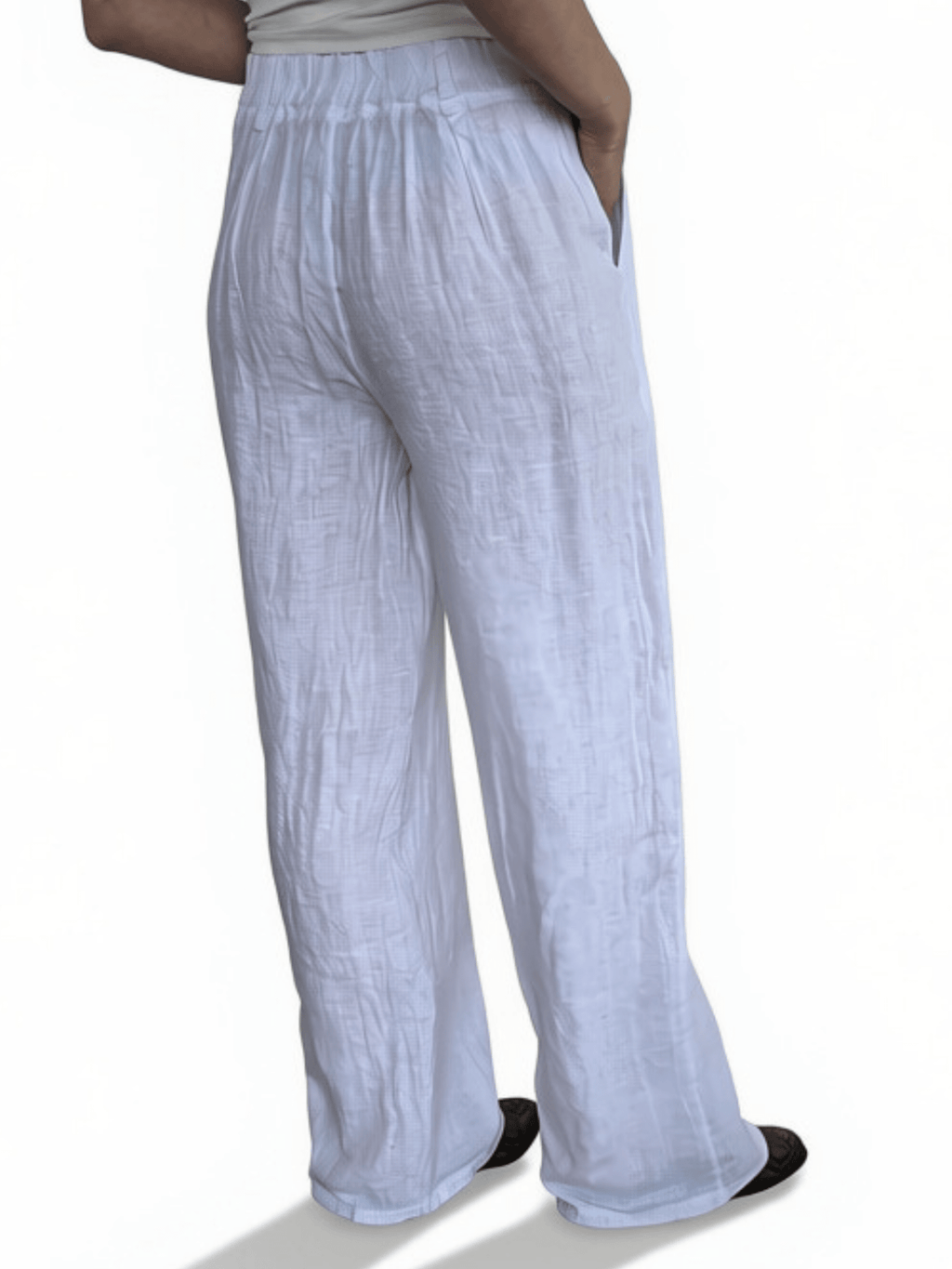Pantalón 100% Lino Italiano, color Blanco