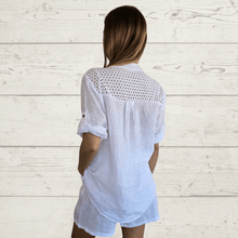 Cargar imagen en el visor de la galería, Blusa Italiana Toscana 100% Lino, color Blanco
