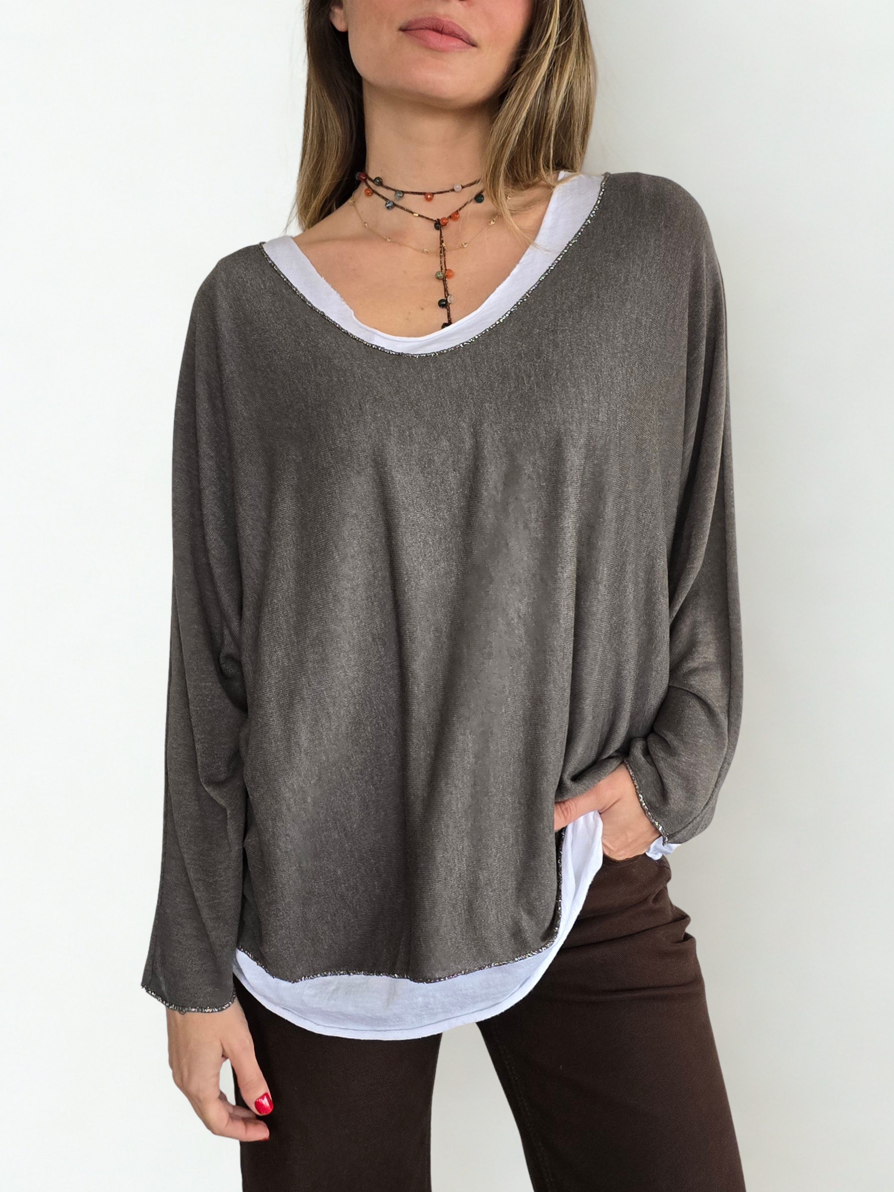 Sweater Italiano con Polera, color Chocolate
