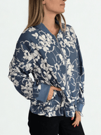 Chaqueta Bomber estampada, fondo Azul