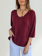 Sweater Italiano Manga 3/4, color Guinda